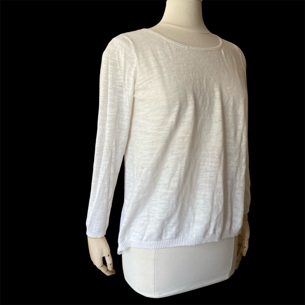 SANDRO | Paris Cream White Pleated Back Mixed Media Hybrid Knit Sweater 1 S NWOT
